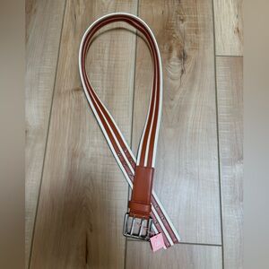 CABI Brown and White Double Buckle Belt, size M